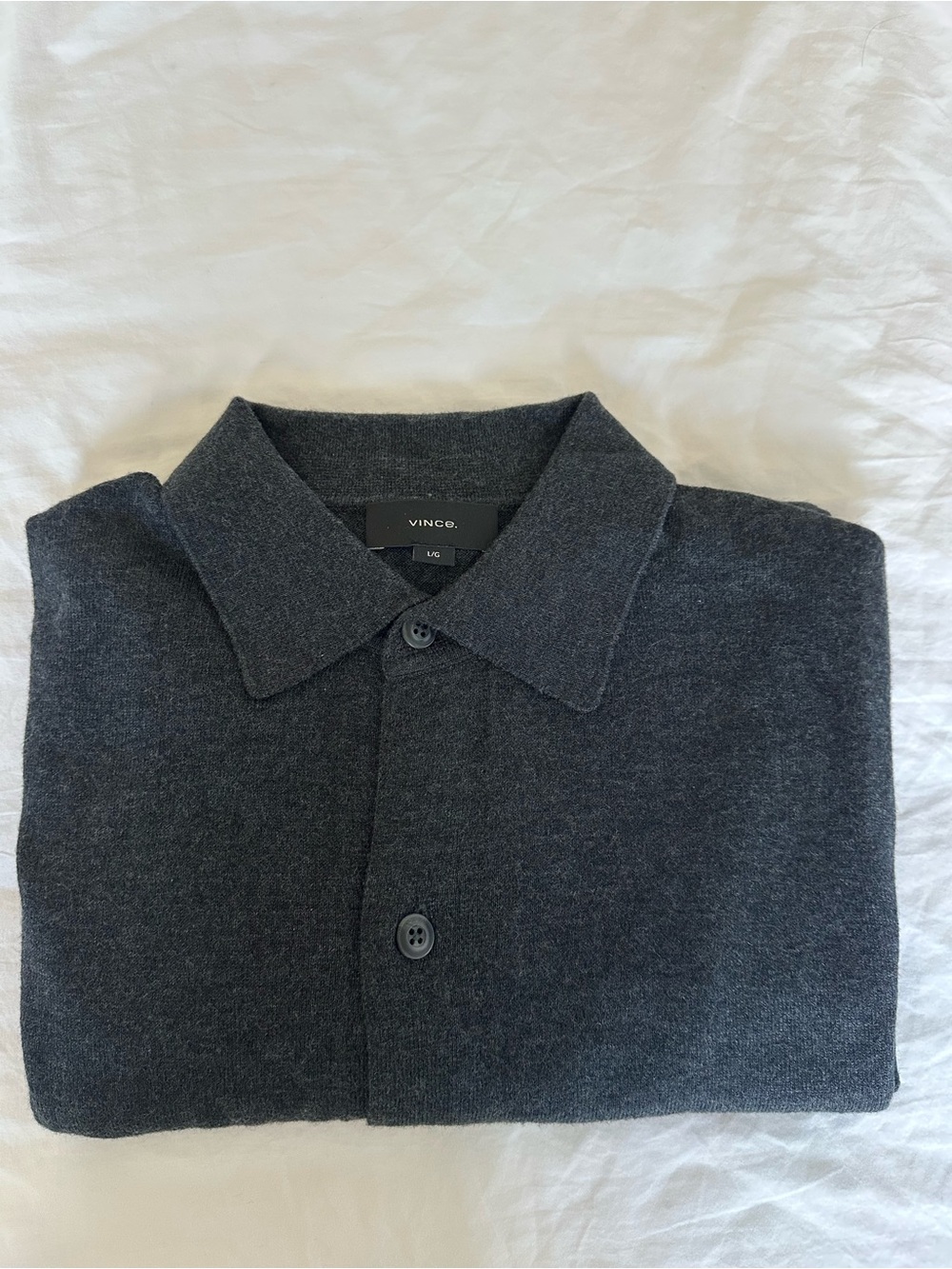 Vince Dark Charcoal Button-Front Knit Shirt